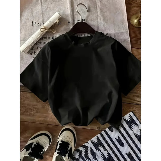 Casual Graphic Tee - Black Car Print with On Wheels Text Crew Neck All Season Comfort Fit Women's T-Shirt Casual Clothes