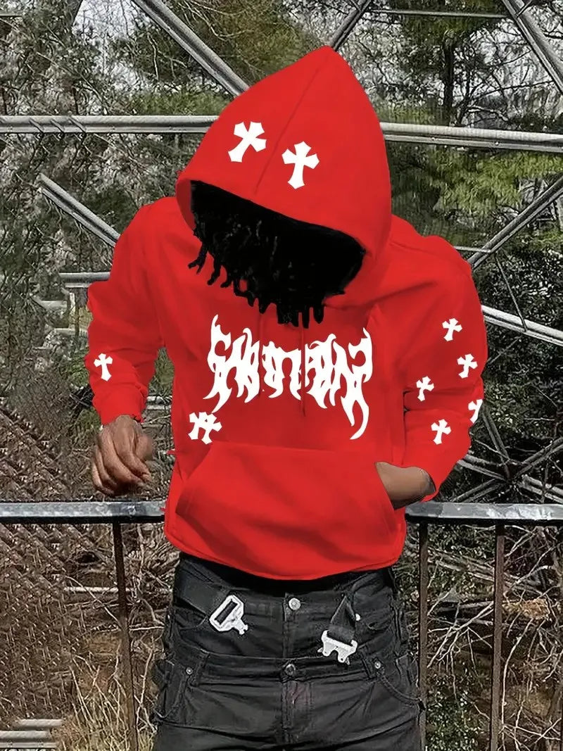 The new men's hoodie for the autumn of 2025 features street casual fashion hip-hop simplicity and 3D cross print
