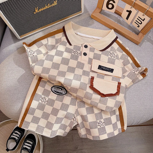 Fashion Todddler Boys Polo T-shirts + Shorts Baby Kids Girls Clothes Sets Summer Children's Outfits