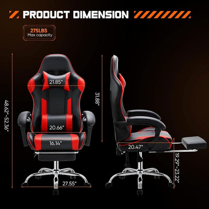 Ergonomic Gaming Desk Chair With Footrest And Headrest