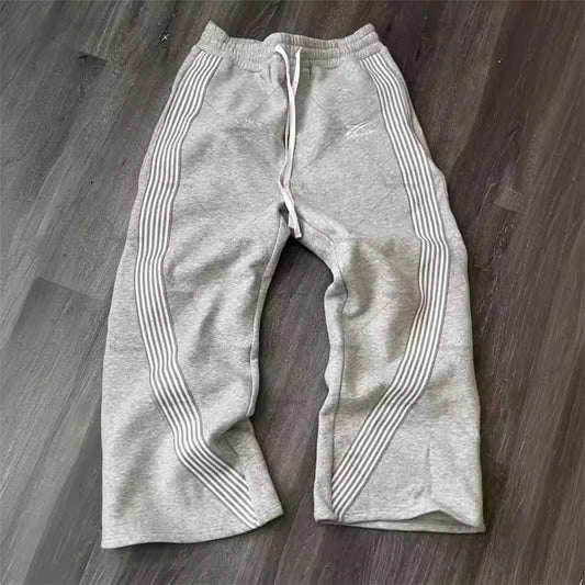 Casual Loose Straight Leg Pants Striped 2025 Summer Fashion Trend Brand Street Hip-hop Jogging Men's Women's Harajuku Sweatpants
