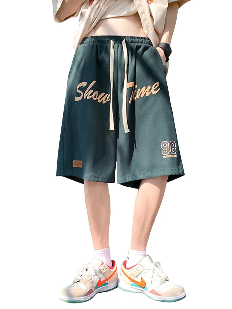 Loose Fit Sporty Shorts Men's Summer Thin American Retro High Street Trendy Brand Casual Loose Five-Quarter Length Pants