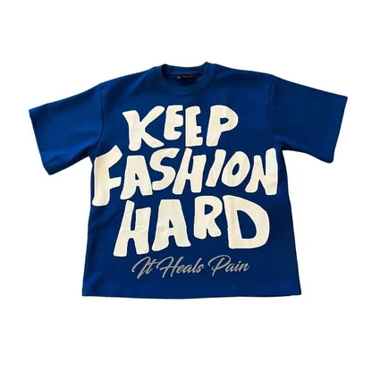 Graphic Round Neck Pure Cotton High Street New Women Printed T-shirt Trendy Brand Loose Casual Couple American Harajuku Y2k Tops