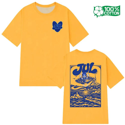 New Rapper JUL Graphic T-shirt Men Women Fashion Hip Hop Casual Streetwear Skin-Friendly Pure Natural Cotton Short Sleeve Tops