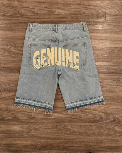 Y2K Gothic Diamond Cross Embroidery Denim Shorts American Retro Blue Gym Shorts Rhinestone Streetwear Hip Hop Men Women Jorts