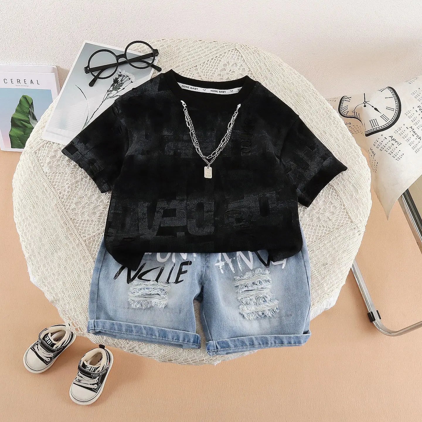 Toddler Summer Outfits 2026 New Baby Boy Clothes 1-5T Letter Print Short Sleeve T-shirts Tops and Shorts 2 Piece Set Boys Suit