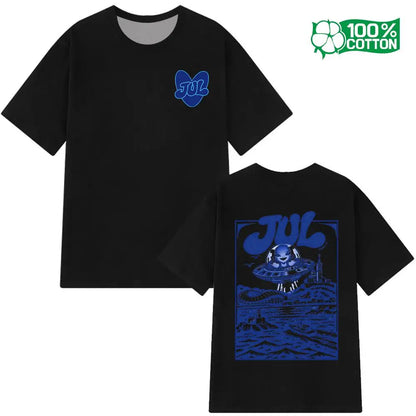 New Rapper JUL Graphic T-shirt Men Women Fashion Hip Hop Casual Streetwear Skin-Friendly Pure Natural Cotton Short Sleeve Tops