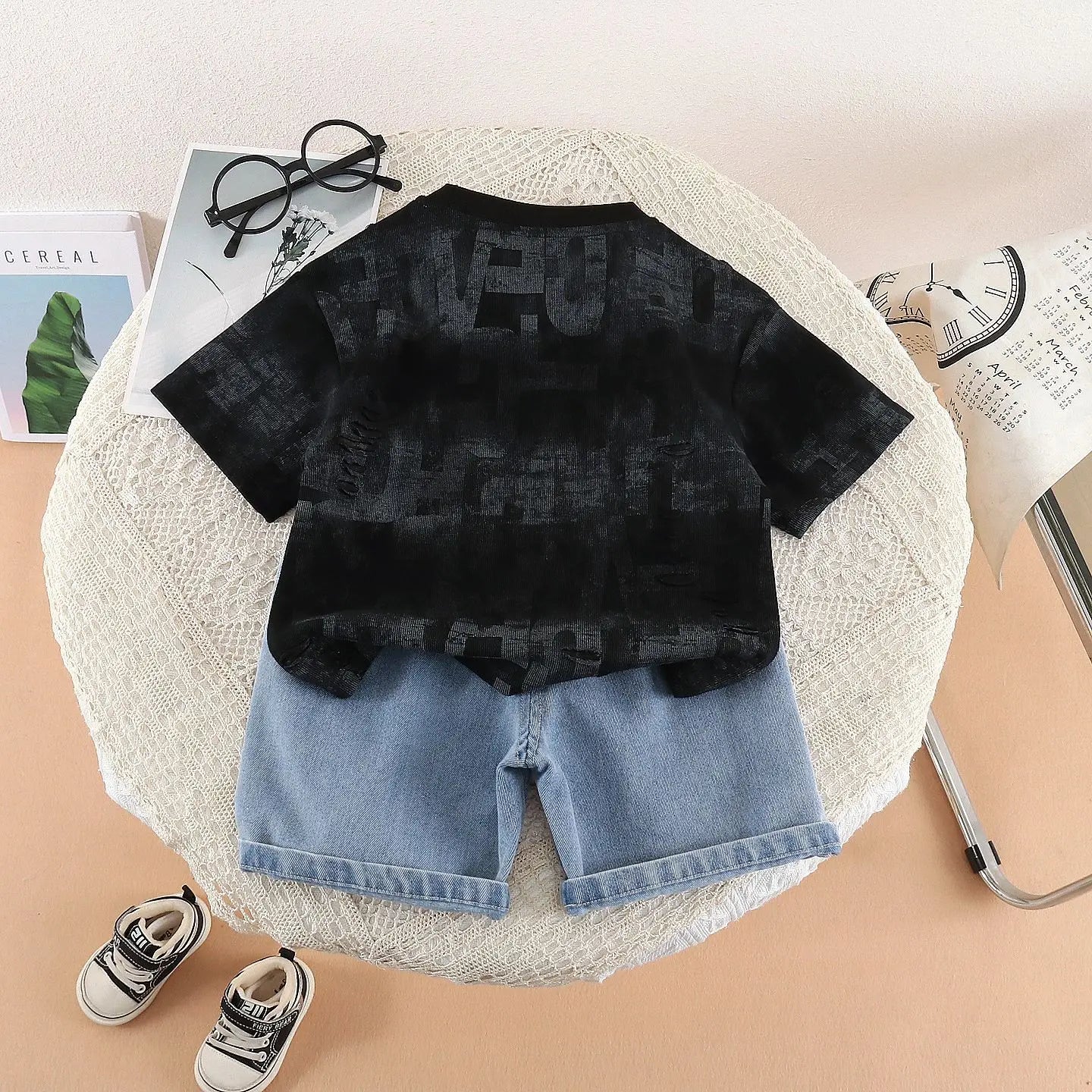 Toddler Summer Outfits 2026 New Baby Boy Clothes 1-5T Letter Print Short Sleeve T-shirts Tops and Shorts 2 Piece Set Boys Suit