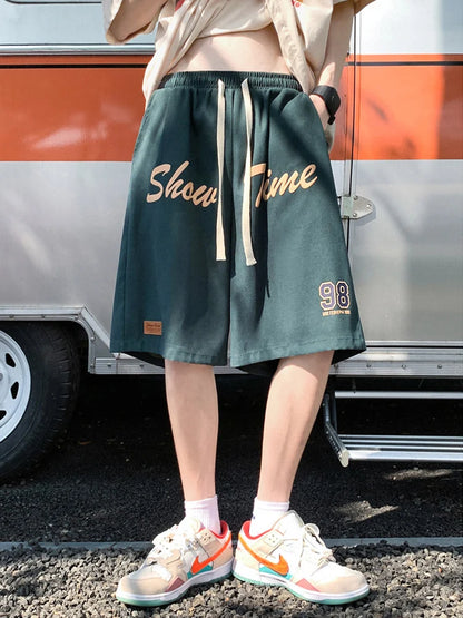 Loose Fit Sporty Shorts Men's Summer Thin American Retro High Street Trendy Brand Casual Loose Five-Quarter Length Pants