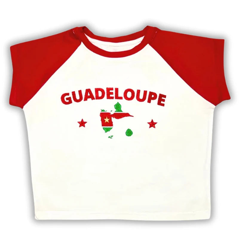 Graphic Embroidery Women's T-Shirt  Crop Tops Design Summer Fashion Street Casual Tee Summer Boutique Shirt Drop Sleeve Shirt