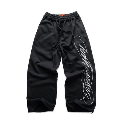 Y2K American Hip-Hop Letter Printed Streetwear Men And Women Personalized Retro Jogger Loose Wide-Leg Oversize Casual Pants