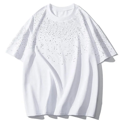 Summer Short Sleeved T-shirt Men's T-shirt Loose Round Neck Fashionable Trendy Brand Hot Diamond Half Sleeved Clothes