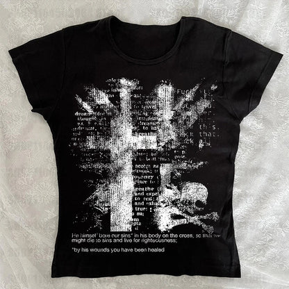 Graphic Tees Y2k Tops Women's Cropped 90s Clothes Vintage Shoujo Girl Style Kawaii Kpop Top for Women Graphic T Shirts Harajuku
