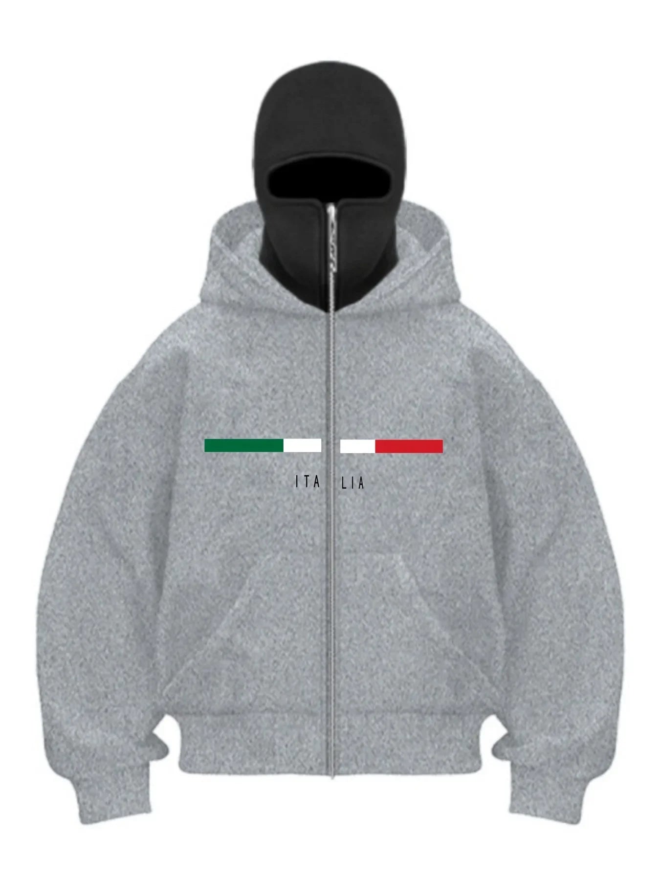 Double Hat Balaclava Hoodies Fashion Hip Hop Winter Windproof Sweatshirt Streetwear Trend ﻿zipper Face Mask Hoodie Jacket Coat