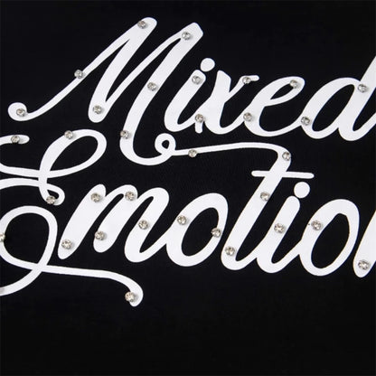 Mixed Emotion Angel Print Splicing Long Sleeves T Shirt Men Women Classic Letters Logo Rhinestone T-Shirts Long Sleeve