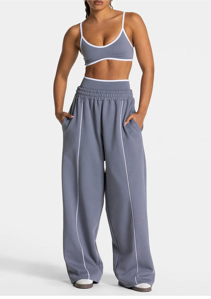 Women's Jogger Straight Trousers Trendy Sports Pants Running Yoga Pants Casual Pockets Lady Loose Low Waist Wide Leg Pant Mujer