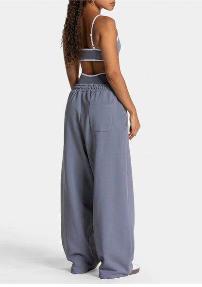 Women's Jogger Straight Trousers Trendy Sports Pants Running Yoga Pants Casual Pockets Lady Loose Low Waist Wide Leg Pant Mujer