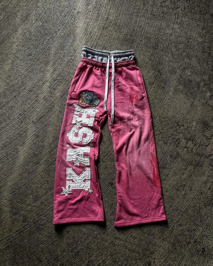 High Street Trendy Pants High Street Ins Trendy Brand Men's and Women's Loose Straight Tube Embroidered Printed Casual Pants