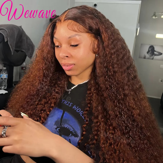 Deep Curly Wigs Human Hair Chocolate Brown 13x4 13x6 Hd Lace Frontal Wig Colored Water Wave Lace Front Wig for Women 30 36 Inch