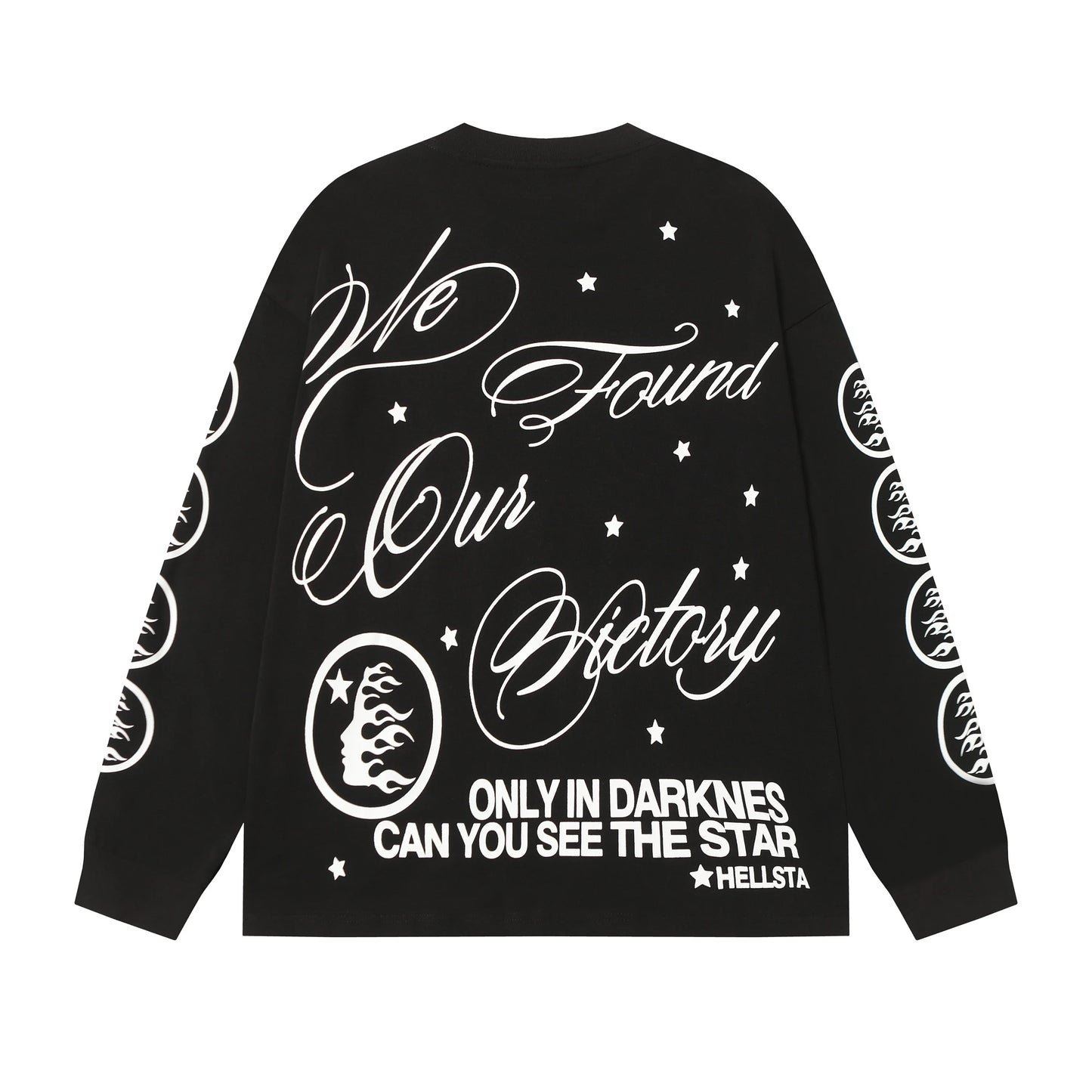 American Style Hell Star Little Angel Letter Print High Street Loose Men Women Base Long Sleeve T-Shirt Spring Autumn