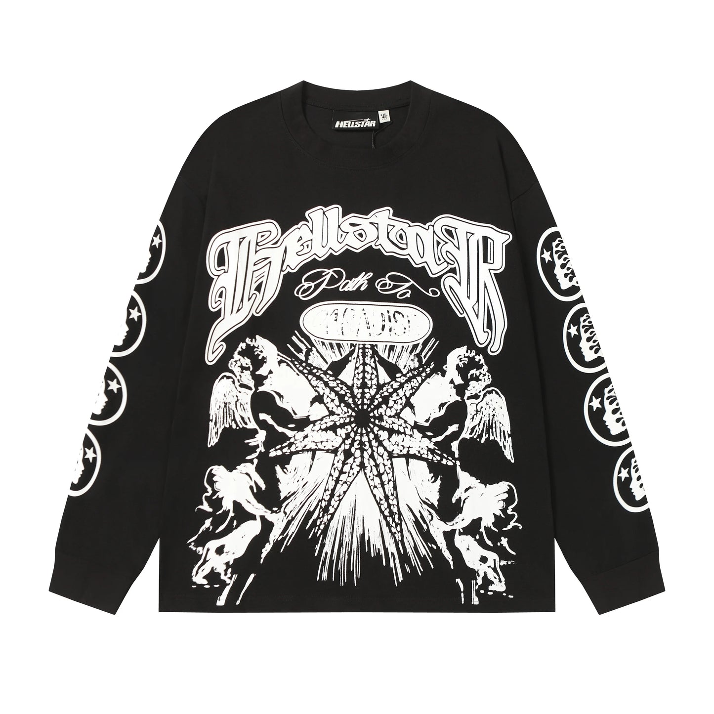 American Style Hell Star Little Angel Letter Print High Street Loose Men Women Base Long Sleeve T-Shirt Spring Autumn
