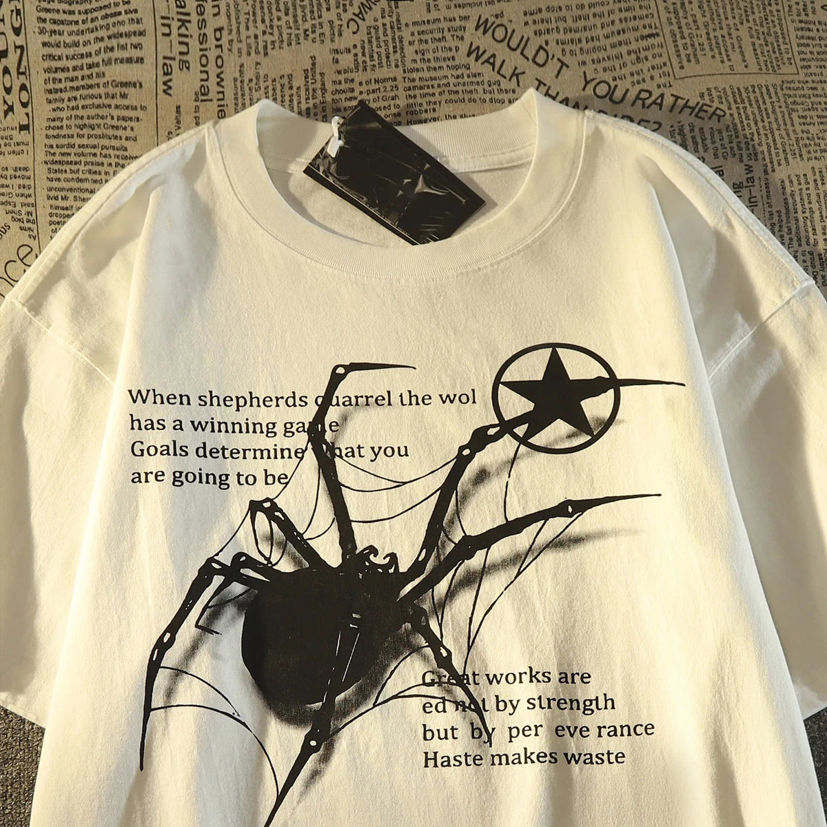 Y2K Korean Men Streetwear Spider Graphic Acubi Harajuku Egirl Short Sleeve T-Shirts Grunge Aesthetic Oversized Tops Alt Clothing
