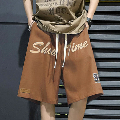Loose Fit Sporty Shorts Men's Summer Thin American Retro High Street Trendy Brand Casual Loose Five-Quarter Length Pants