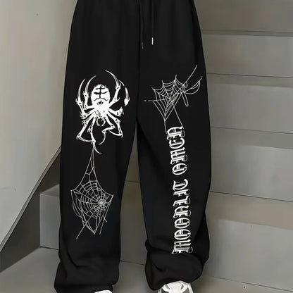 American New Street Dance Trendy Brand Sports Pants Spider Printed Pants Women's Elegant Casual Sports Pants