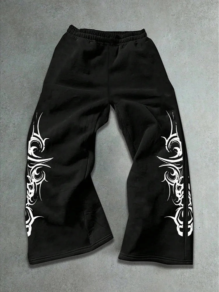 2026 High Street Pants Men Fashion Y2K Sweatpants New Harajuku Hip-Hop Trousers Spring Summer Printed Streetwear Wide-leg Pants