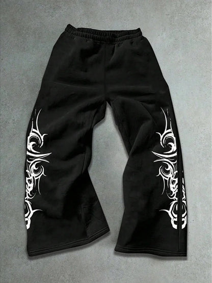 2026 High Street Pants Men Fashion Y2K Sweatpants New Harajuku Hip-Hop Trousers Spring Summer Printed Streetwear Wide-leg Pants