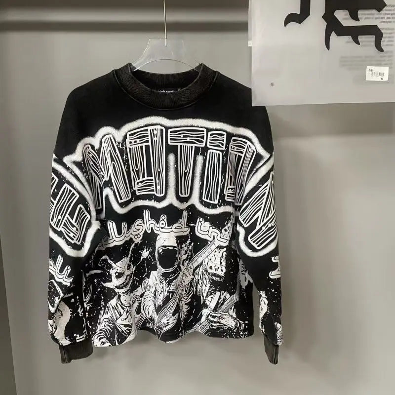 Mixed Emotion Angel Print Splicing Long Sleeves T Shirt Men Women Classic Letters Logo Rhinestone T-Shirts Long Sleeve