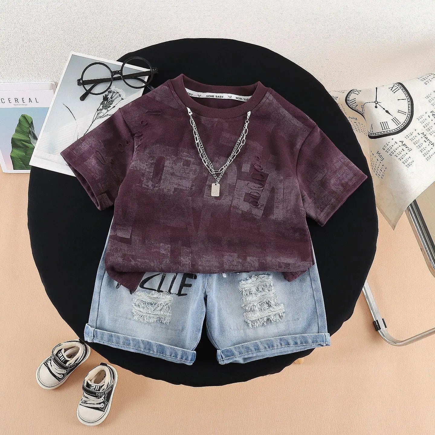 Toddler Summer Outfits 2026 New Baby Boy Clothes 1-5T Letter Print Short Sleeve T-shirts Tops and Shorts 2 Piece Set Boys Suit