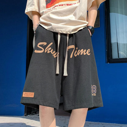 Loose Fit Sporty Shorts Men's Summer Thin American Retro High Street Trendy Brand Casual Loose Five-Quarter Length Pants