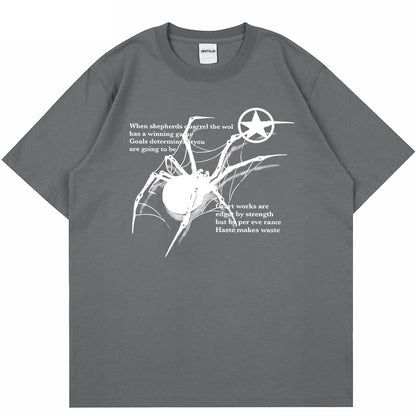 Y2K Korean Men Streetwear Spider Graphic Acubi Harajuku Egirl Short Sleeve T-Shirts Grunge Aesthetic Oversized Tops Alt Clothing
