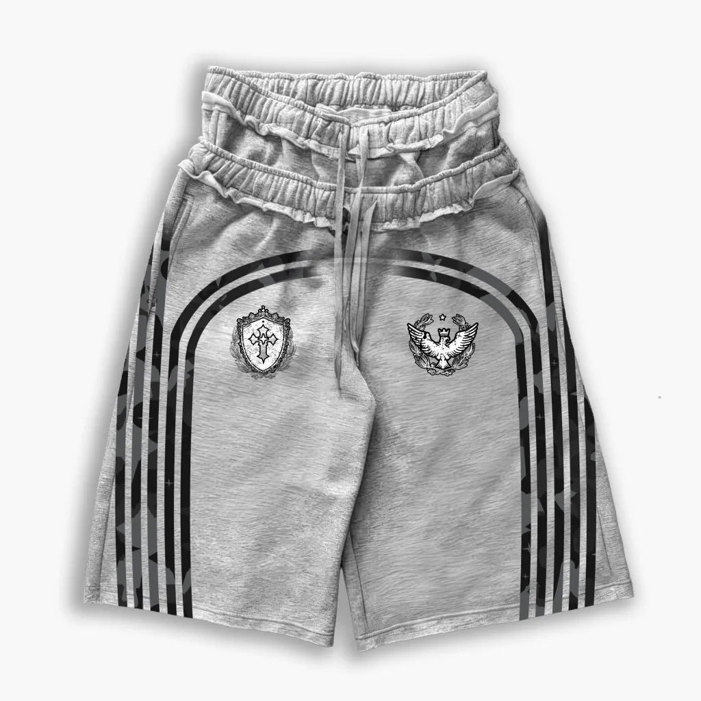 Street loose shorts, same style West Coast double waist fashionable striped shorts