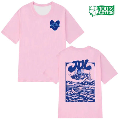 New Rapper JUL Graphic T-shirt Men Women Fashion Hip Hop Casual Streetwear Skin-Friendly Pure Natural Cotton Short Sleeve Tops