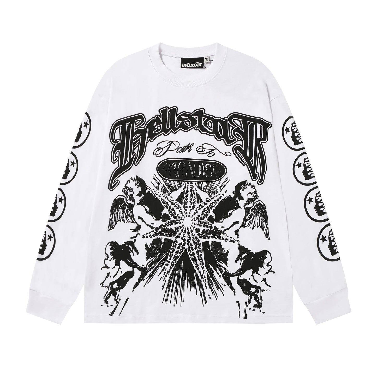 American Style Hell Star Little Angel Letter Print High Street Loose Men Women Base Long Sleeve T-Shirt Spring Autumn