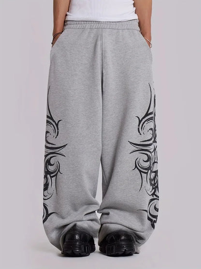 2026 High Street Pants Men Fashion Y2K Sweatpants New Harajuku Hip-Hop Trousers Spring Summer Printed Streetwear Wide-leg Pants