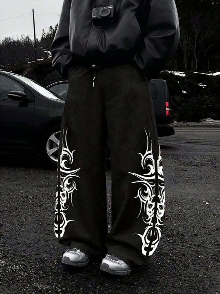 2026 High Street Pants Men Fashion Y2K Sweatpants New Harajuku Hip-Hop Trousers Spring Summer Printed Streetwear Wide-leg Pants