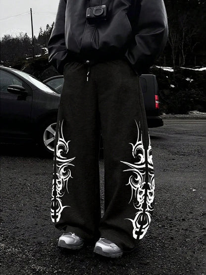 2026 High Street Pants Men Fashion Y2K Sweatpants New Harajuku Hip-Hop Trousers Spring Summer Printed Streetwear Wide-leg Pants