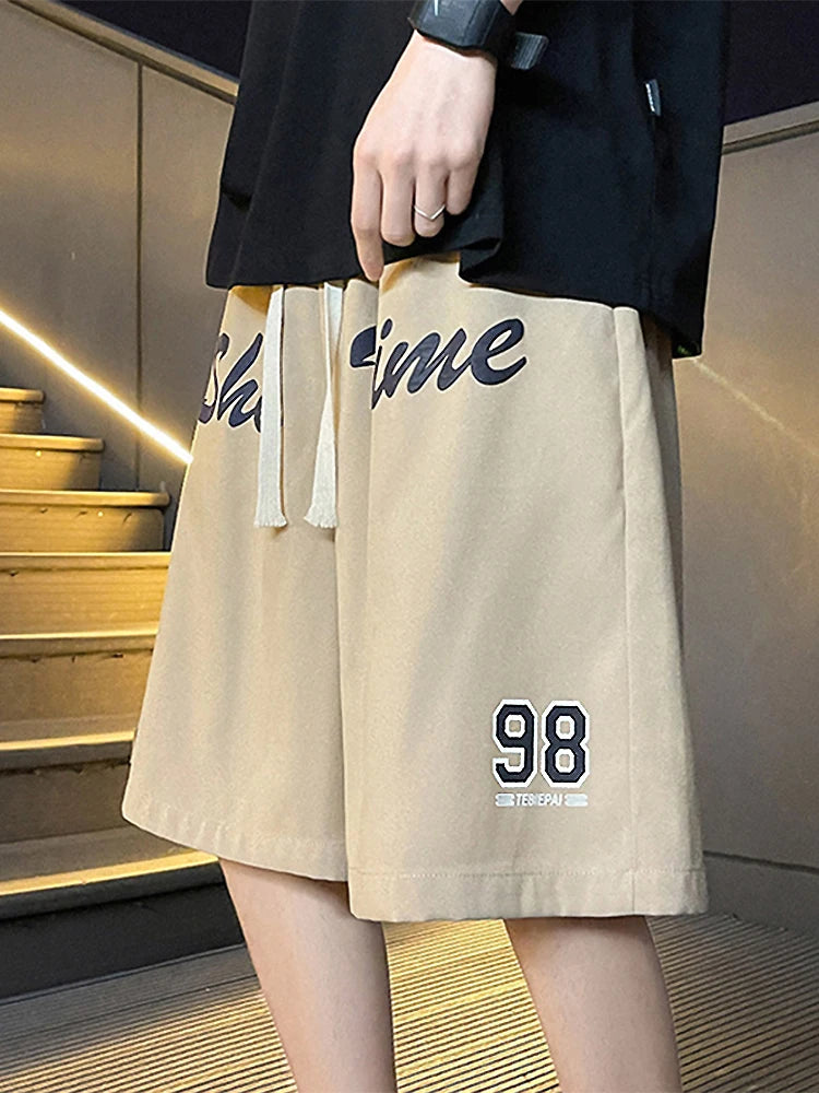 Loose Fit Sporty Shorts Men's Summer Thin American Retro High Street Trendy Brand Casual Loose Five-Quarter Length Pants