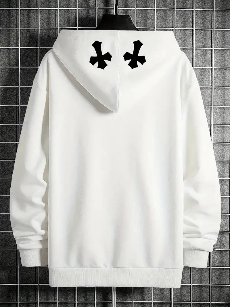 The new men's hoodie for the autumn of 2025 features street casual fashion hip-hop simplicity and 3D cross print