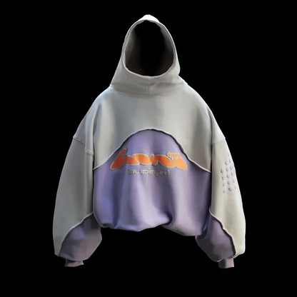 Y2K Harajuku Hoodie Fashion Letter Pattern Splicing Design Sportswear Gothic Retro Men's and Women's Extra Large Casual Wear