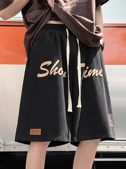 Loose Fit Sporty Shorts Men's Summer Thin American Retro High Street Trendy Brand Casual Loose Five-Quarter Length Pants