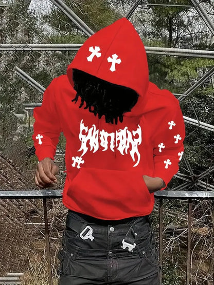 The new men's hoodie for the autumn of 2025 features street casual fashion hip-hop simplicity and 3D cross print