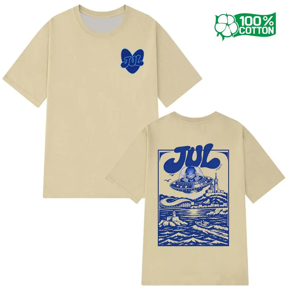 New Rapper JUL Graphic T-shirt Men Women Fashion Hip Hop Casual Streetwear Skin-Friendly Pure Natural Cotton Short Sleeve Tops