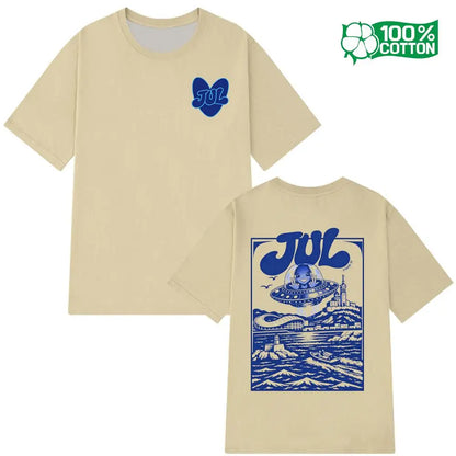 New Rapper JUL Graphic T-shirt Men Women Fashion Hip Hop Casual Streetwear Skin-Friendly Pure Natural Cotton Short Sleeve Tops