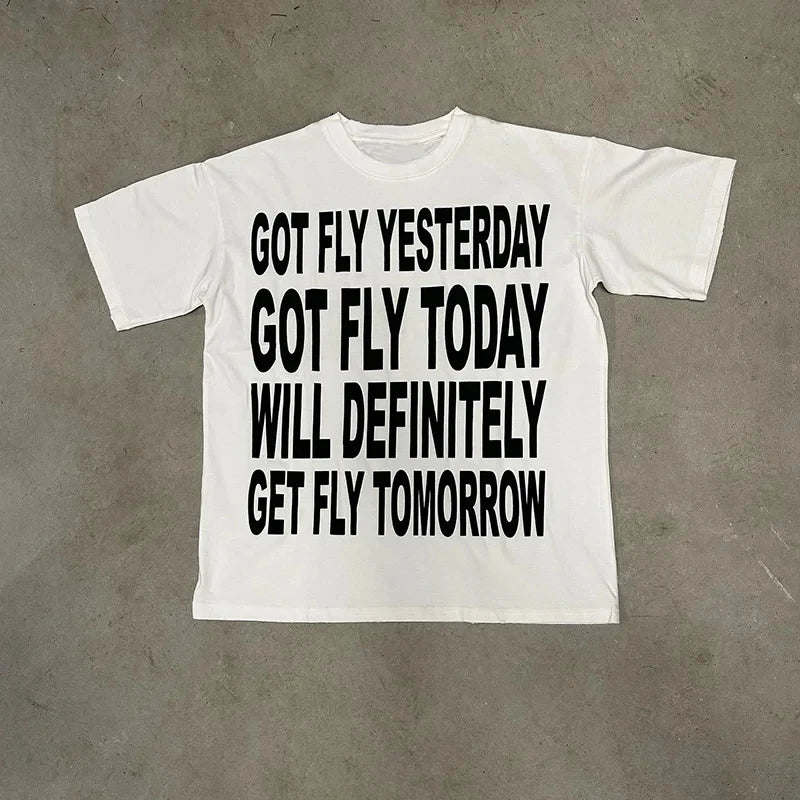 Men Y2K Cotton T-shirt Hiphop Harajuku Letter Print Retro Top Grunge Goth Streetwear Tee Punk Oversized Short Sleeve T-shirt EMO