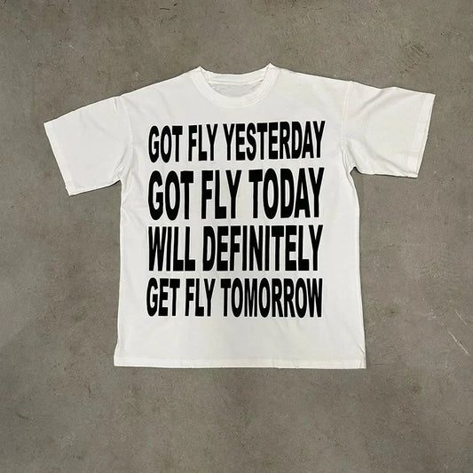Men Y2K Cotton T-shirt Hiphop Harajuku Letter Print Retro Top Grunge Goth Streetwear Tee Punk Oversized Short Sleeve T-shirt EMO