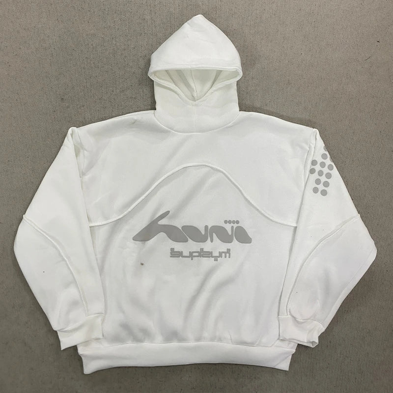 Y2K Harajuku Hoodie Fashion Letter Pattern Splicing Design Sportswear Gothic Retro Men's and Women's Extra Large Casual Wear